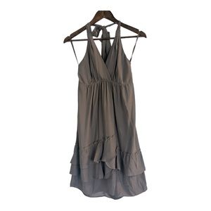 Banana Republic Heritage Silk Gray Halter Ruffle Slip Dress